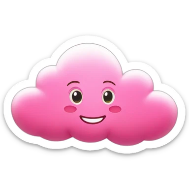Pink Valentine cloud with hearts and happy face sticker