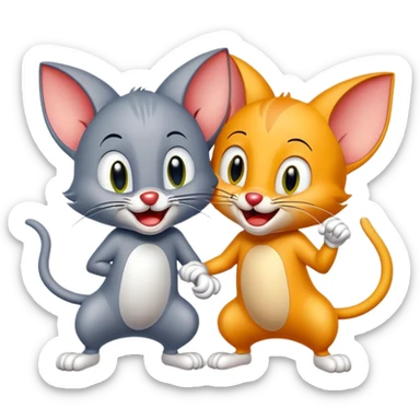 Tom and Jerry cartoon characters sticker