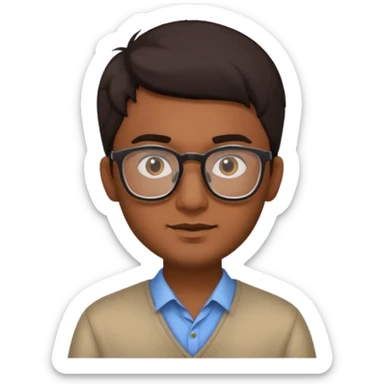 Indian male student, brown skin, dark hair sticker