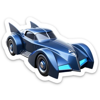  the animated series aerodynamic opulent dark knight futuristic concept Batmobile loosely based on 1936 cord 812(flat long straight faceted mechanical body) winged stealthy blue headlight covers street hot rod  sticker