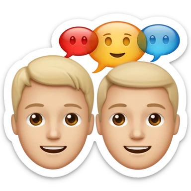 two faces connected by speech bubbles sticker