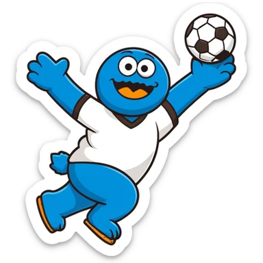 Cookie Monster heading a soccer ball sticker