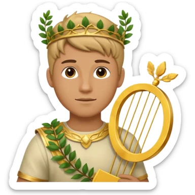 An emoji of the Greek god Apollo. He is a youthful man with a laurel wreath on his head, holding a golden lyre. sticker