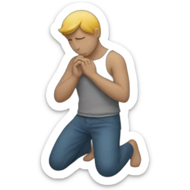 A person kneel down placing his right hand on heart sticker