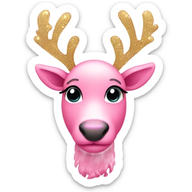 pink reindeer with pink bows and sparkles  sticker