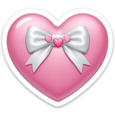 pink heart with white bow sticker