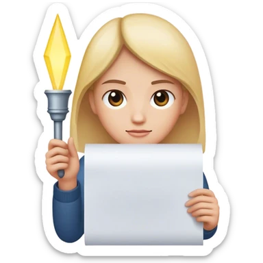 The person holds a glowing piece of paper—their “I hate” and “I love” list—illuminating their way forward. sticker