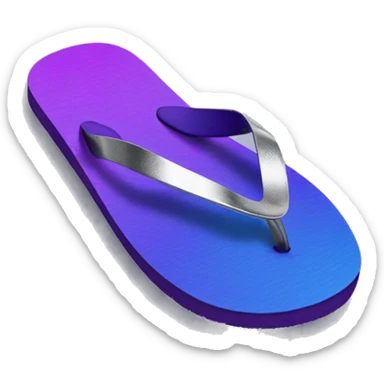 Realistic dark purple to blue ombre flip flops with metallic silver accents. sticker