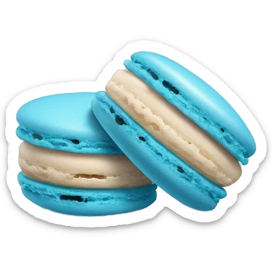 Blue Realistic isolated heart shaped macaron cookie laying down flat sticker