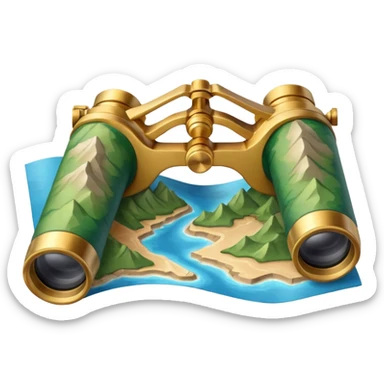 map with binoculars sticker
