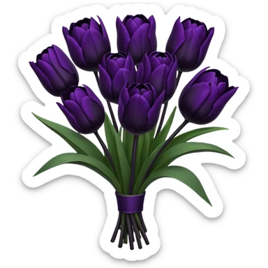 black tulips bouquet sticker