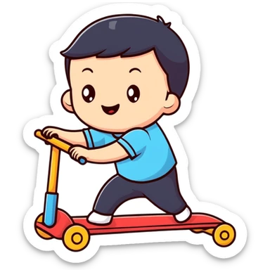 cute child playing sticker