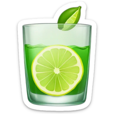 A single tequila glass with slice of green lemon piece on it sticker