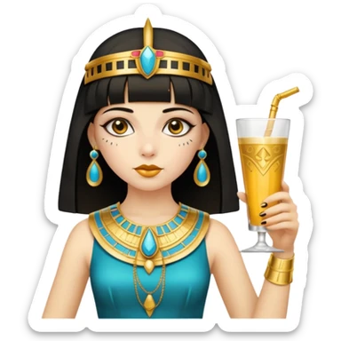A girl in a cleopatra Halloween costume drinking  sticker