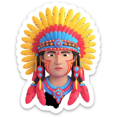 Toltec warrior with feathered headdress sticker