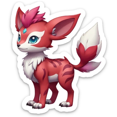 Vibrant Male cute cool anime-styled Falvie-Fionbri-fantasy-creature-Fakémon-Pokémon, full body, with random markings sticker