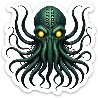 organic black wires merging into a monstrous Cthulhu, Giger-esque sticker