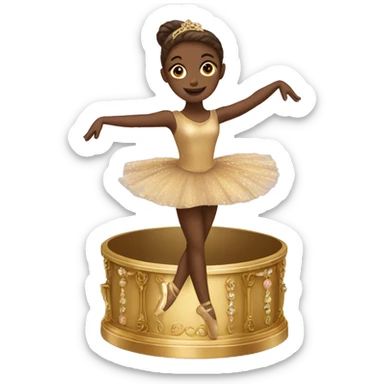  brown ballerina in a gold music box sticker