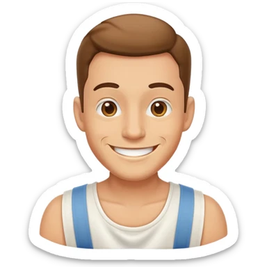 man with a bib sticker