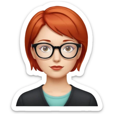 Professora de cabelo curto ruivo que usa óculos  sticker