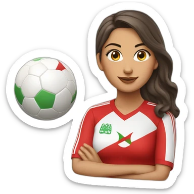 une femme marocaine avec le maillot de foot rouge du maroc, tête + buste sticker