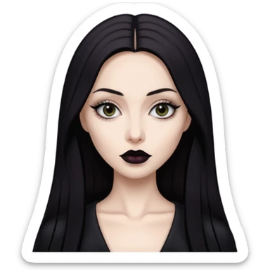 “Emoji girl, femme fatale, tomie vibes, morticia adams vibes, anglina jolie, and megan fox sticker