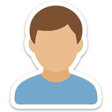 profile icon of a person with brown hair, flat and simple style sticker