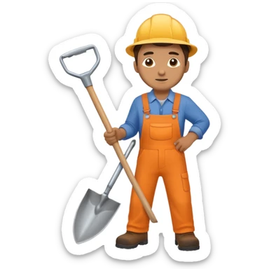 man digging with a shovel sticker