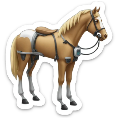 horse on robot jockey sticker