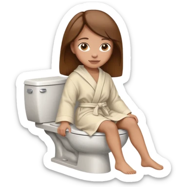 emoji femme brune peau claire sur des toilettes sticker