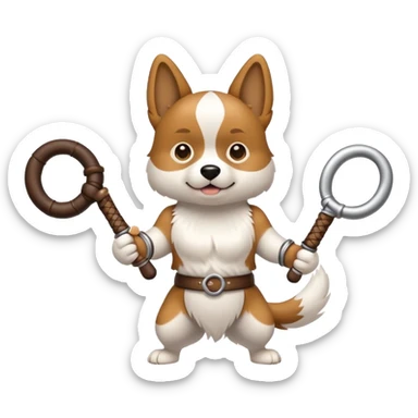 A dog with nunchucks sticker