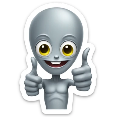 Happy gray alien giving a thumbs up sticker