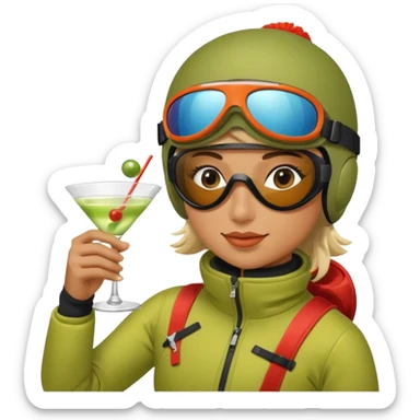 Skier martini sticker