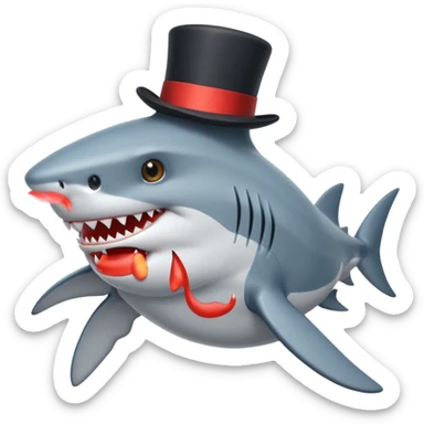 Shark with a top hat and big foot sticker