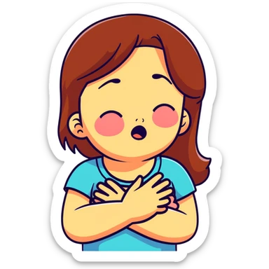 a girl crying in pain holding her chest, heartbreak, emotional pain sticker