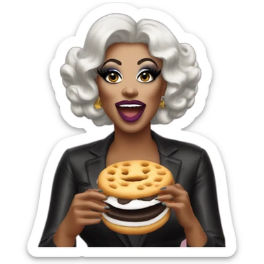 A drag queen eating deep fried Oreos  sticker