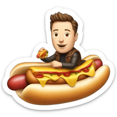 Elon musk riding a hotdog sticker
