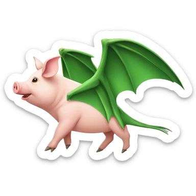 pig with green pterodactyl wings sticker