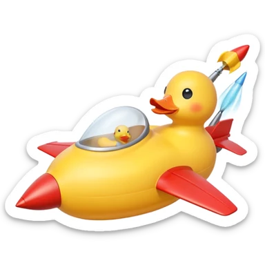 Rubber duck with a rocket launcher sticker
