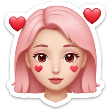 Blush with heart eyes with hearts around it sticker