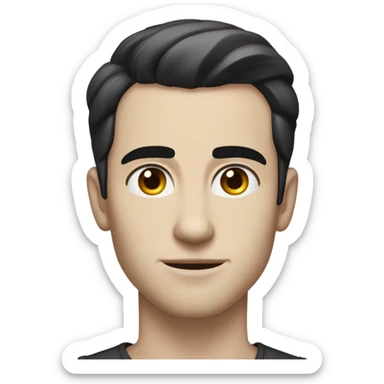 handsome pale young man, light grey eyes, sceptical expression, slicked combed back black hair, smirk, one eyebrow raised sticker