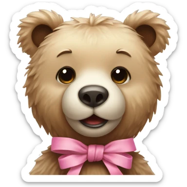 Cute bear with pink knot  sticker