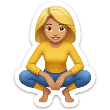 yellow woman crouching sticker