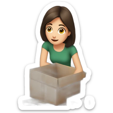 Brunette girl overwhelmed by lots of boxes sticker