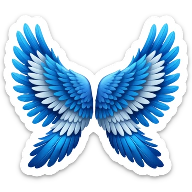 angel wings, stylized blue feathers sticker
