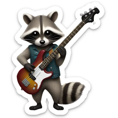 raccoon playing bass guitar sticker