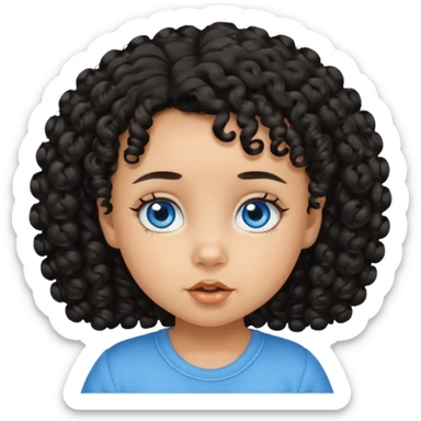 a girl tan baby with black curly hair and blue eyes sticker