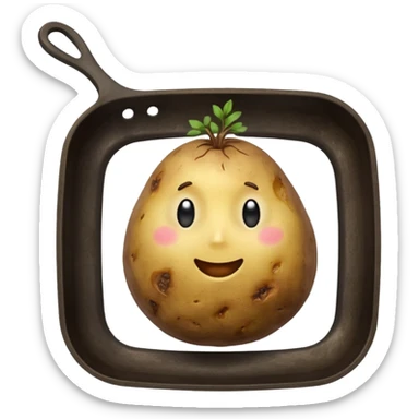 a single plain potato on a pan, no human face sticker