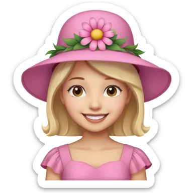 a pink summer with flower hat sticker
