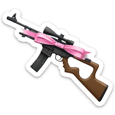 rifle with a pink bow sticker